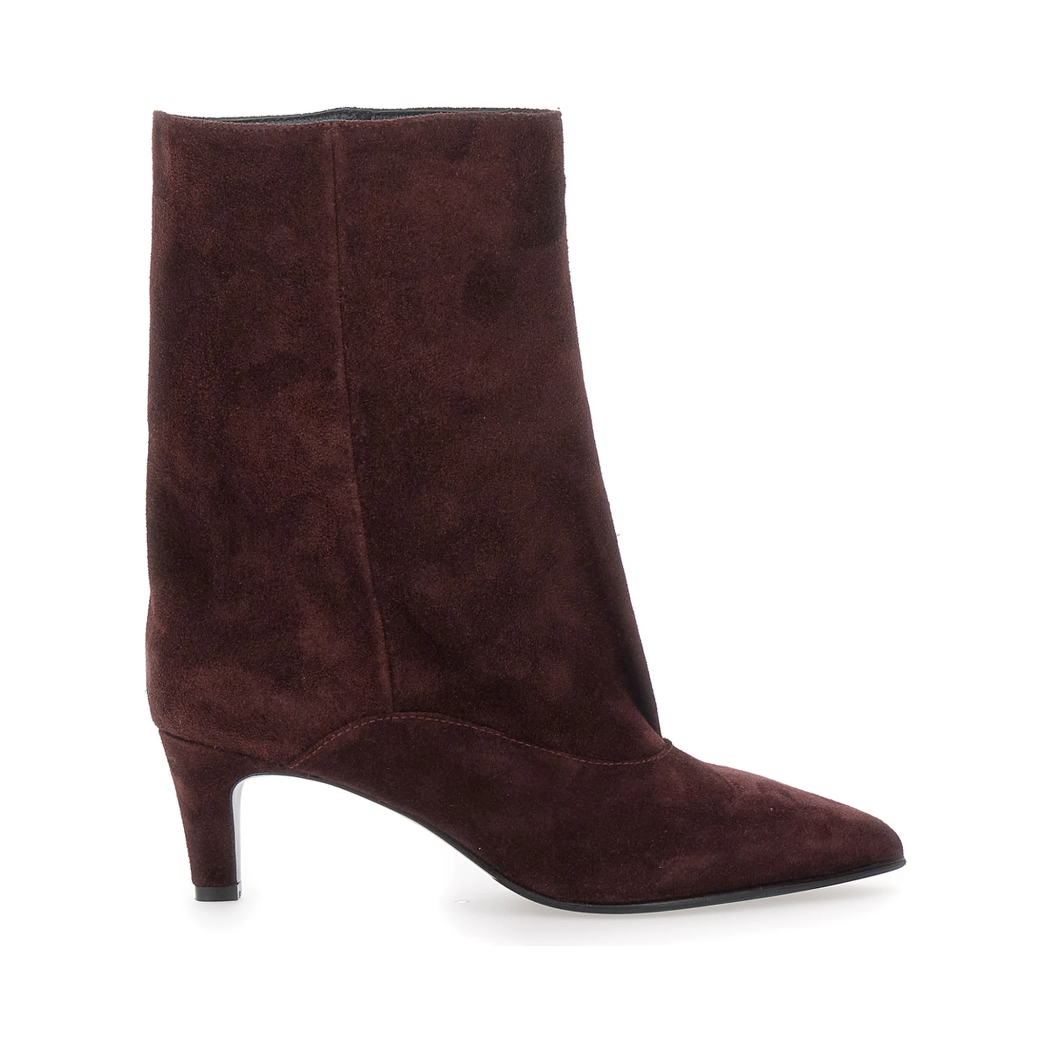 Joelle Bordeaux Ankle Boots with Pointed Design and Low Heel in Suede Woman