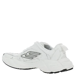 Monday White Low Top Sneakers with Logo Detail and Embossed Size on the Rear in Leather and Fabric Man