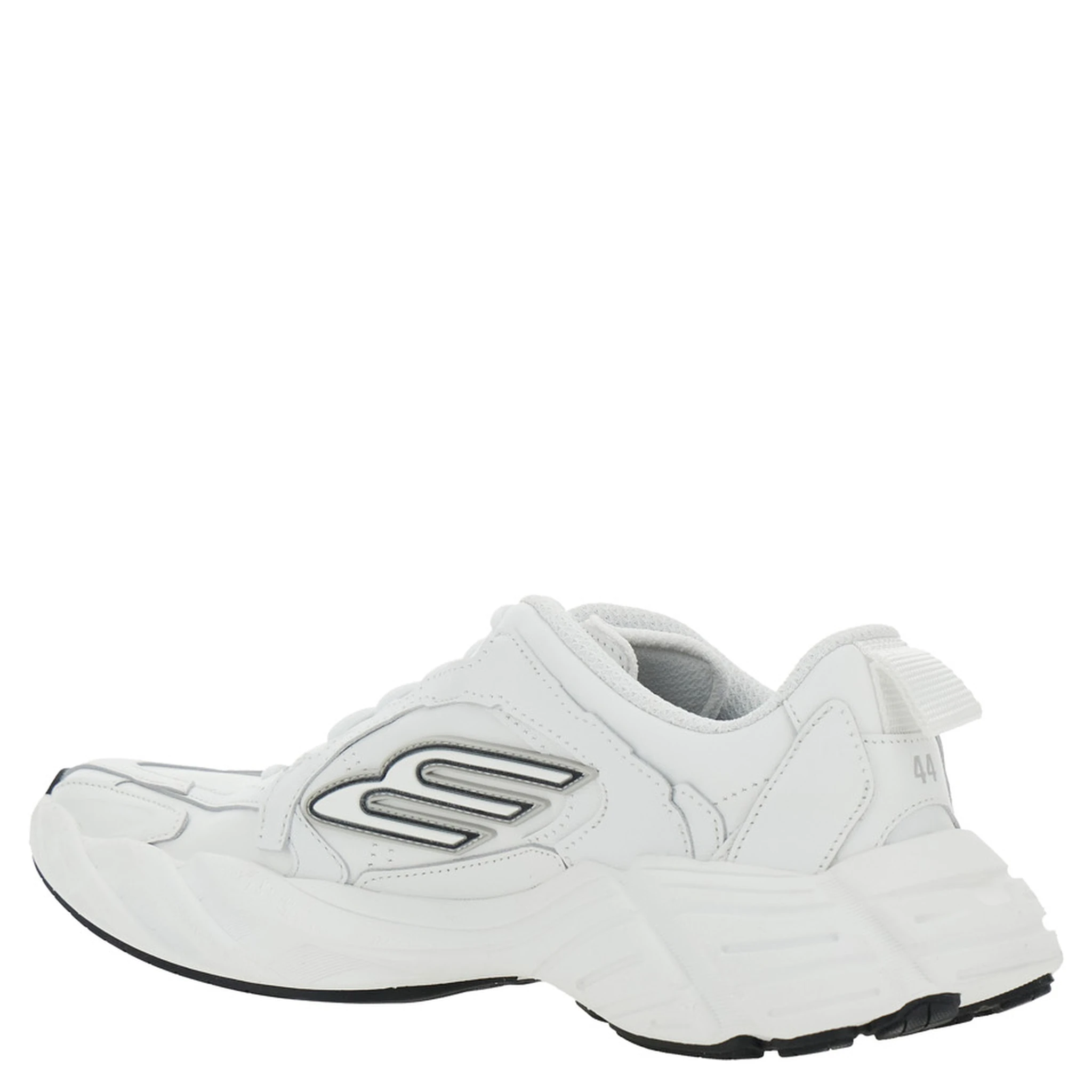 Monday White Low Top Sneakers with Logo Detail and Embossed Size on the Rear in Leather and Fabric Man