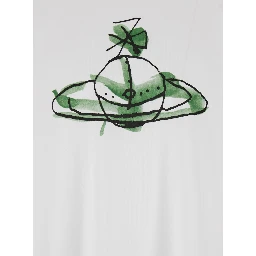 White Crew Neck T-Shirt with Orb Print on the Front in Cotton Man