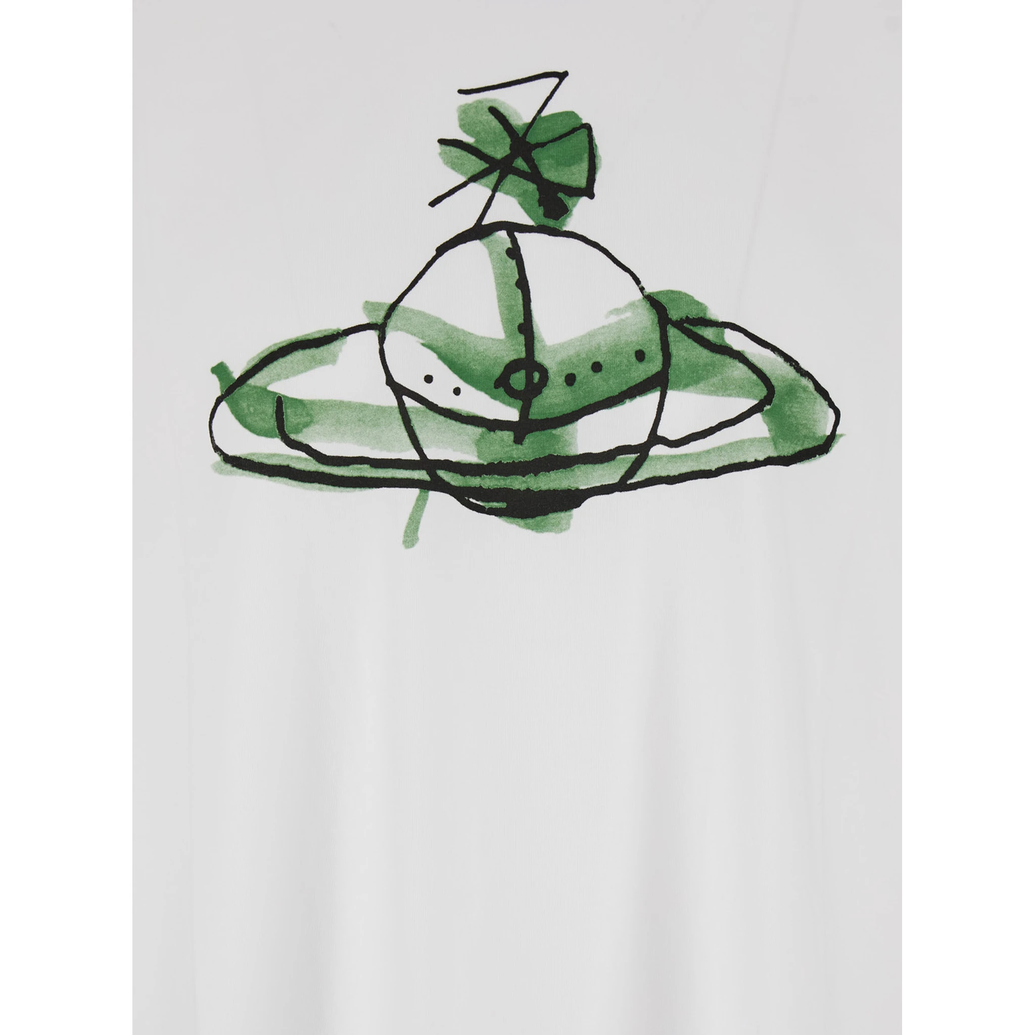 White Crew Neck T-Shirt with Orb Print on the Front in Cotton Man