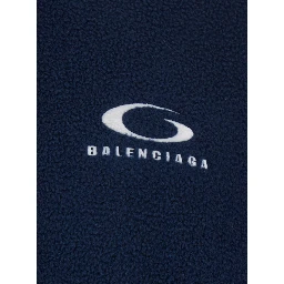 Blue Sweatshirt with Logo Detail on Front and Rear and Striped Detail on the Sleeve in Tech Fabric Man