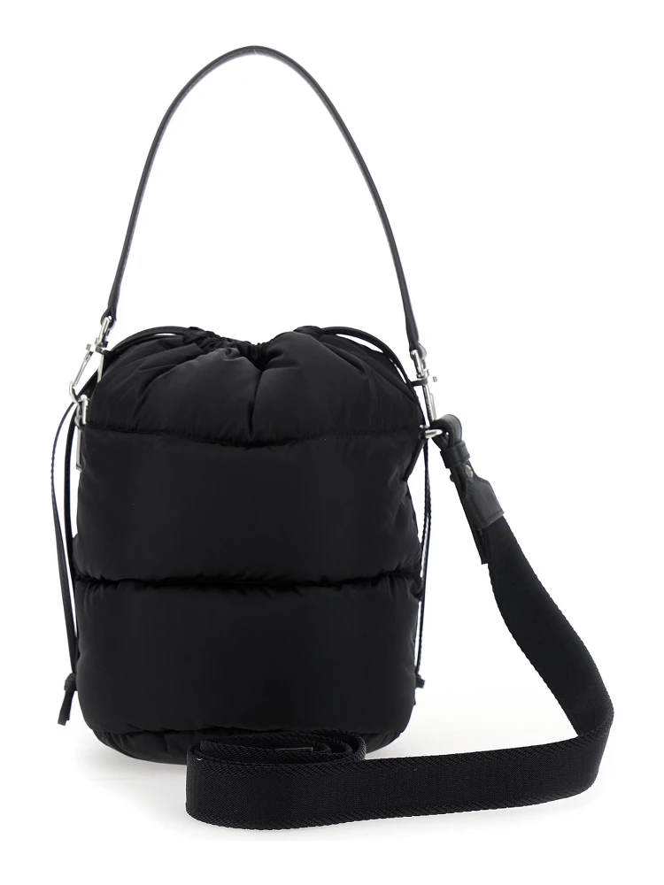 Karadoc Black Handbag with Drawstring Closure and Logo Patch on the Front in Tech Fabric Woman alternative