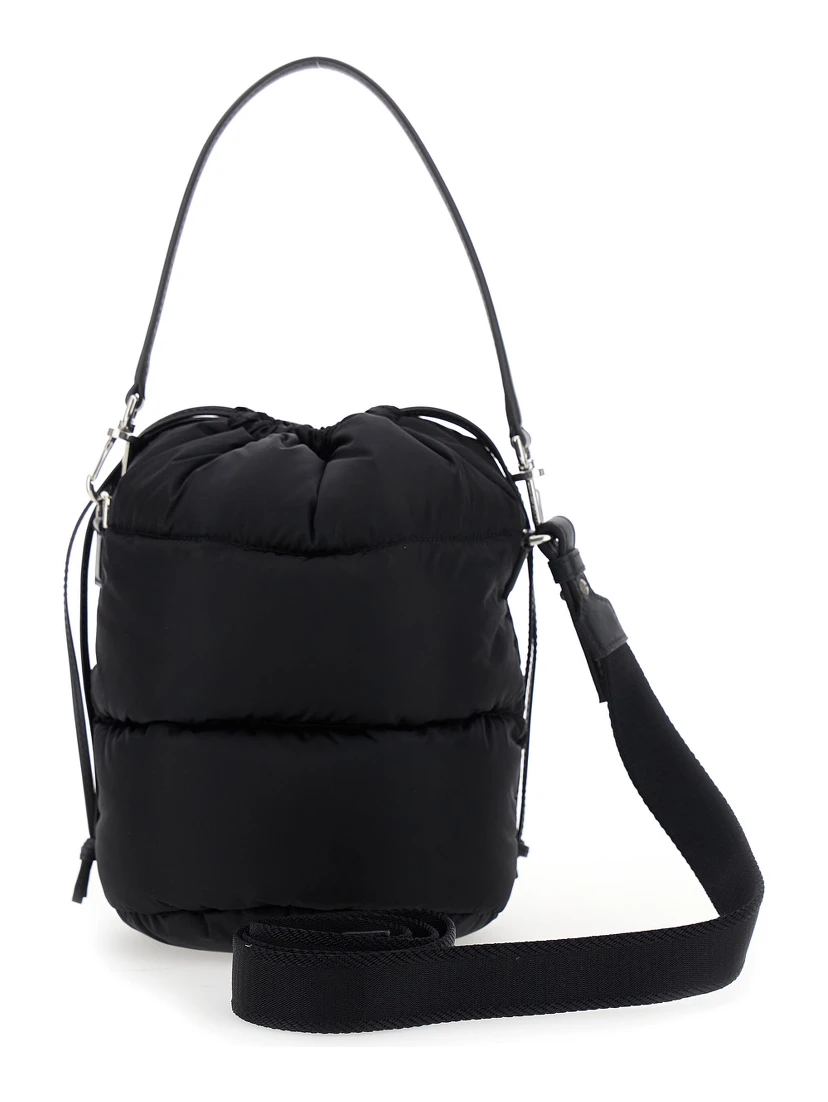 Karadoc Black Handbag with Drawstring Closure and Logo Patch on the Front in Tech Fabric Woman