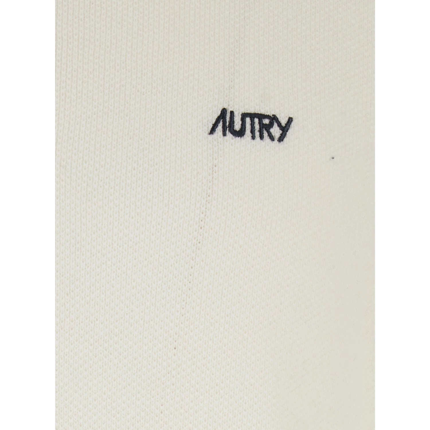 White Long-Sleeve Polo Shirt with Striped Collar and Logo Lettering Embroidery on the Front in Wool and Cotton Blend Man