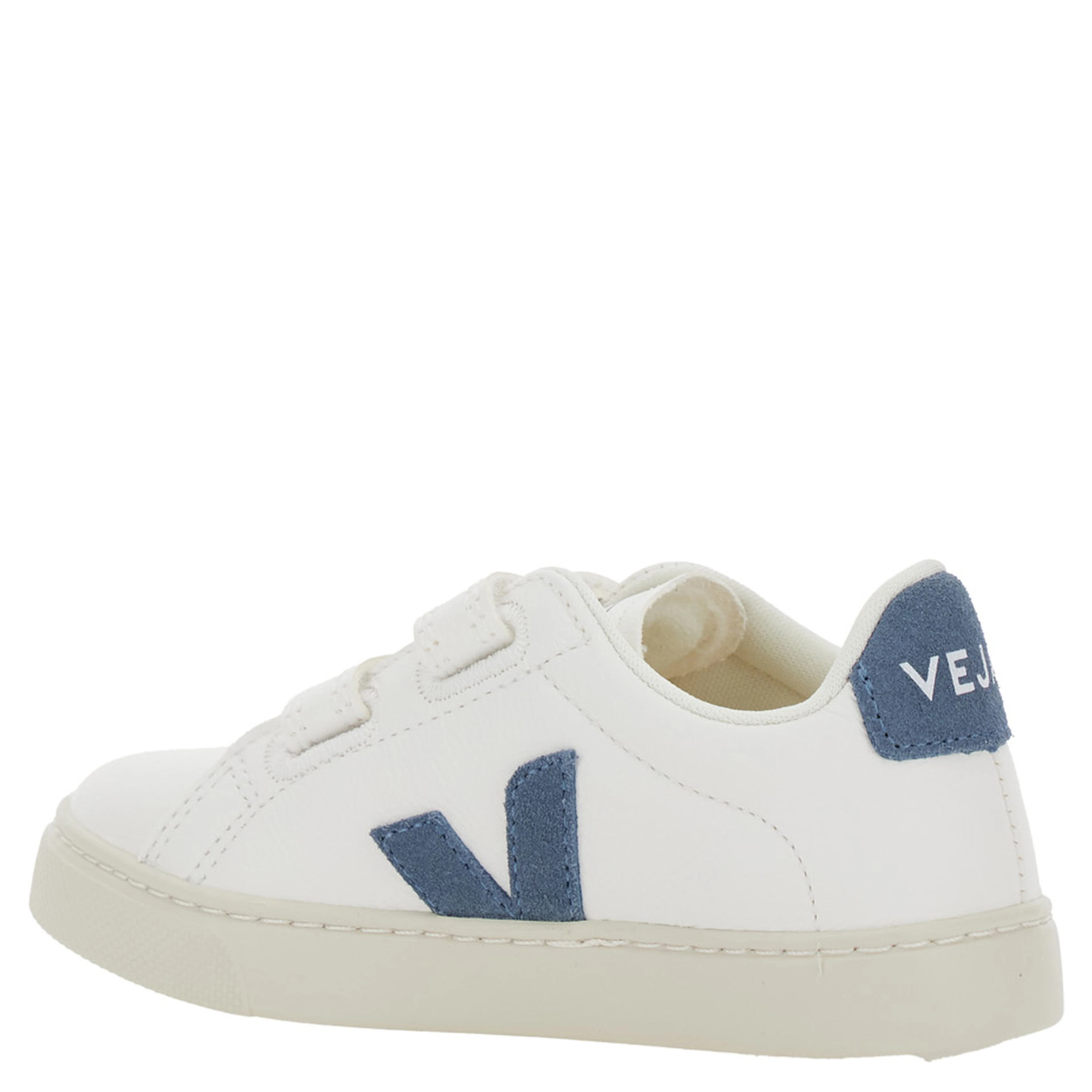 Epslar White Sneaker with Hook-and-Loop Closure and Logo on the Side in Leather Boy