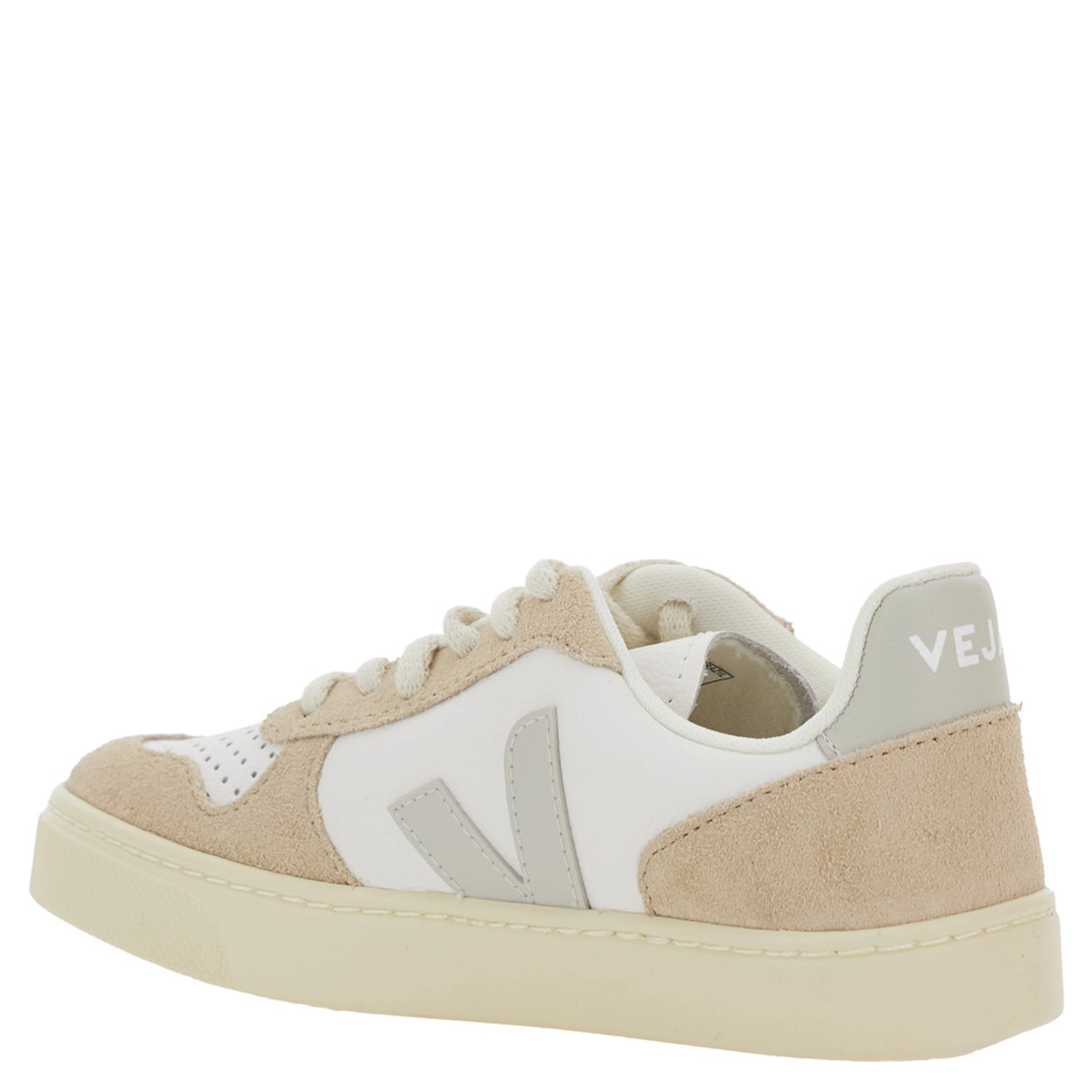 White Low Top Sneakers with Logo Patch on the Side and Contrasting Heel with Logo Lettering in Leather Unisex