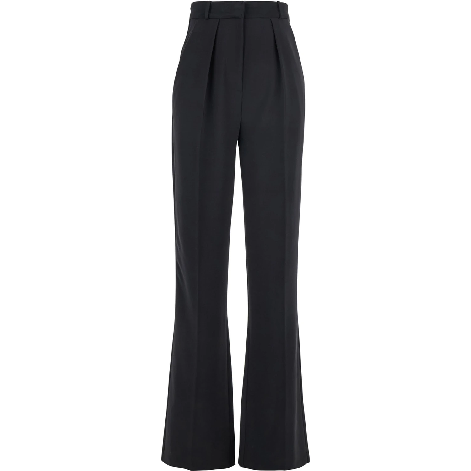 Black Trousers with Pleated Details in Fabric Woman