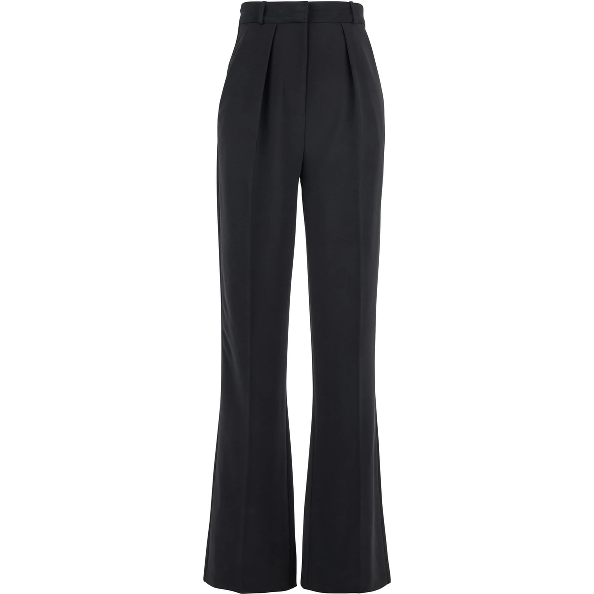 Black Trousers with Pleated Details in Fabric Woman