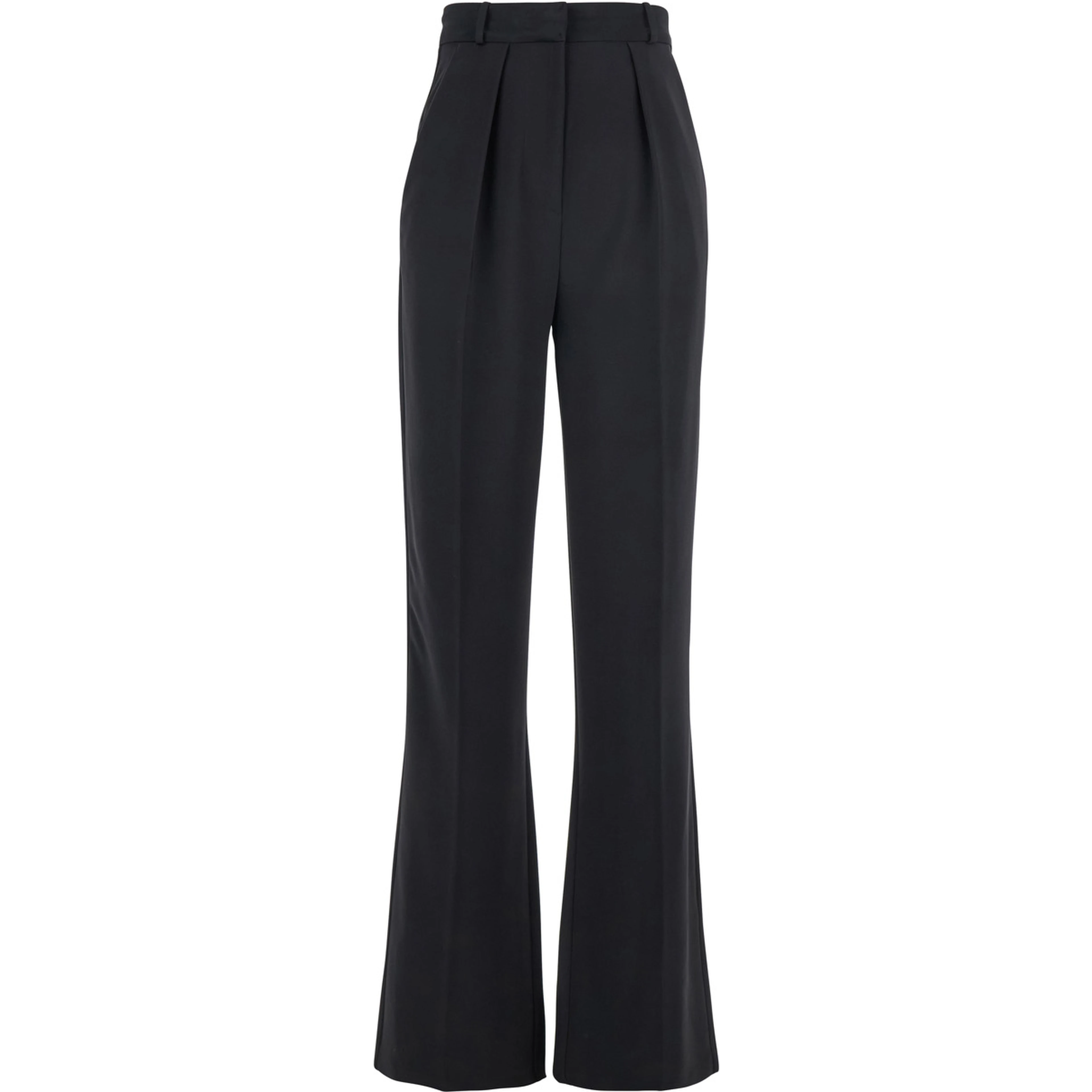 Black Trousers with Pleated Details in Fabric Woman