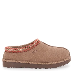 Tasman Beige Mules with Embossed Logo in Suede Woman
