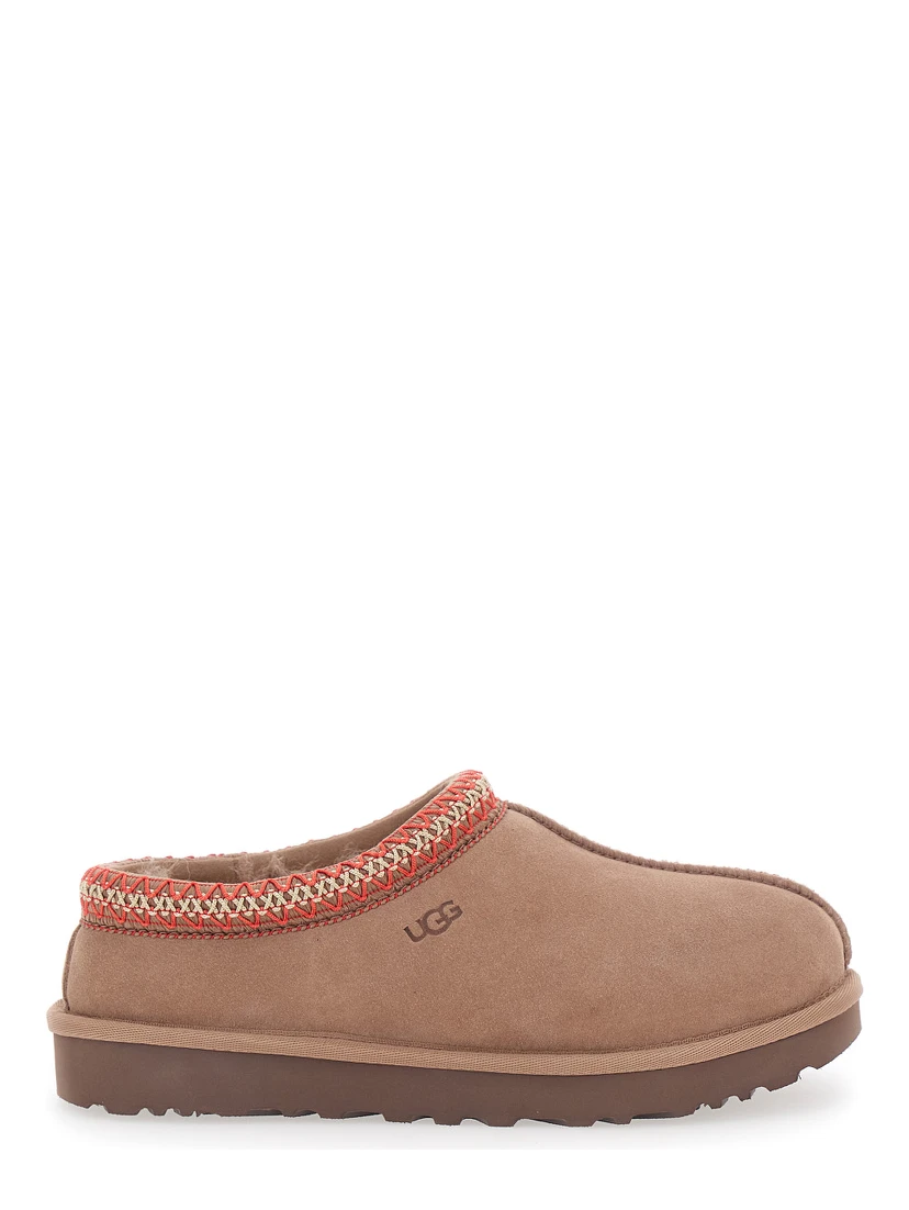 Tasman Beige Mules with Embossed Logo in Suede Woman