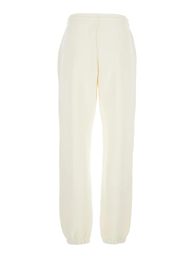White Pants with Elastic Drawstring Waist and Logo Patch on the Side in Cotton Blend Woman alternative