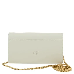 Love One Wallet White Crossbody Bag with Love Birds Detail in Smooth Leather Woman