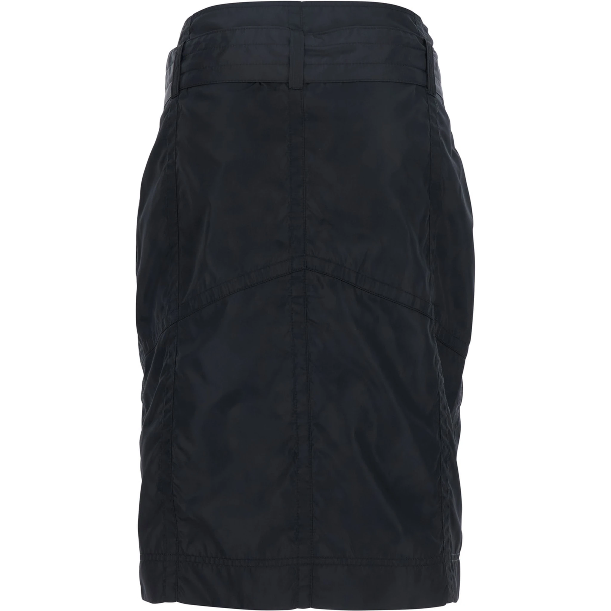 Black Pencil Skirt with Adjustable Belt with Buckle and Geometric Stitching in Tech Fabric Woman