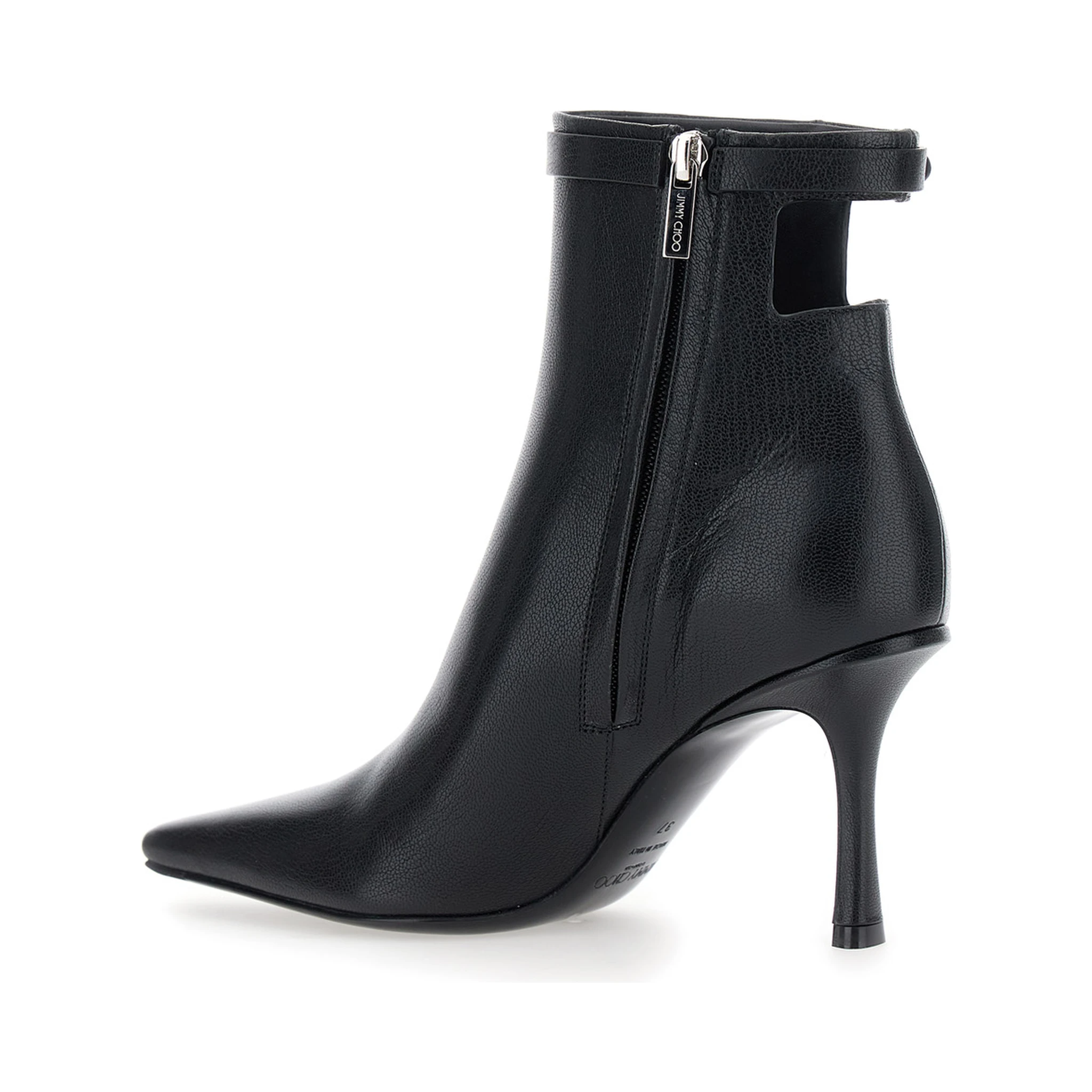 Camie Black Ankle Boots with Knot Detail in Leather Woman