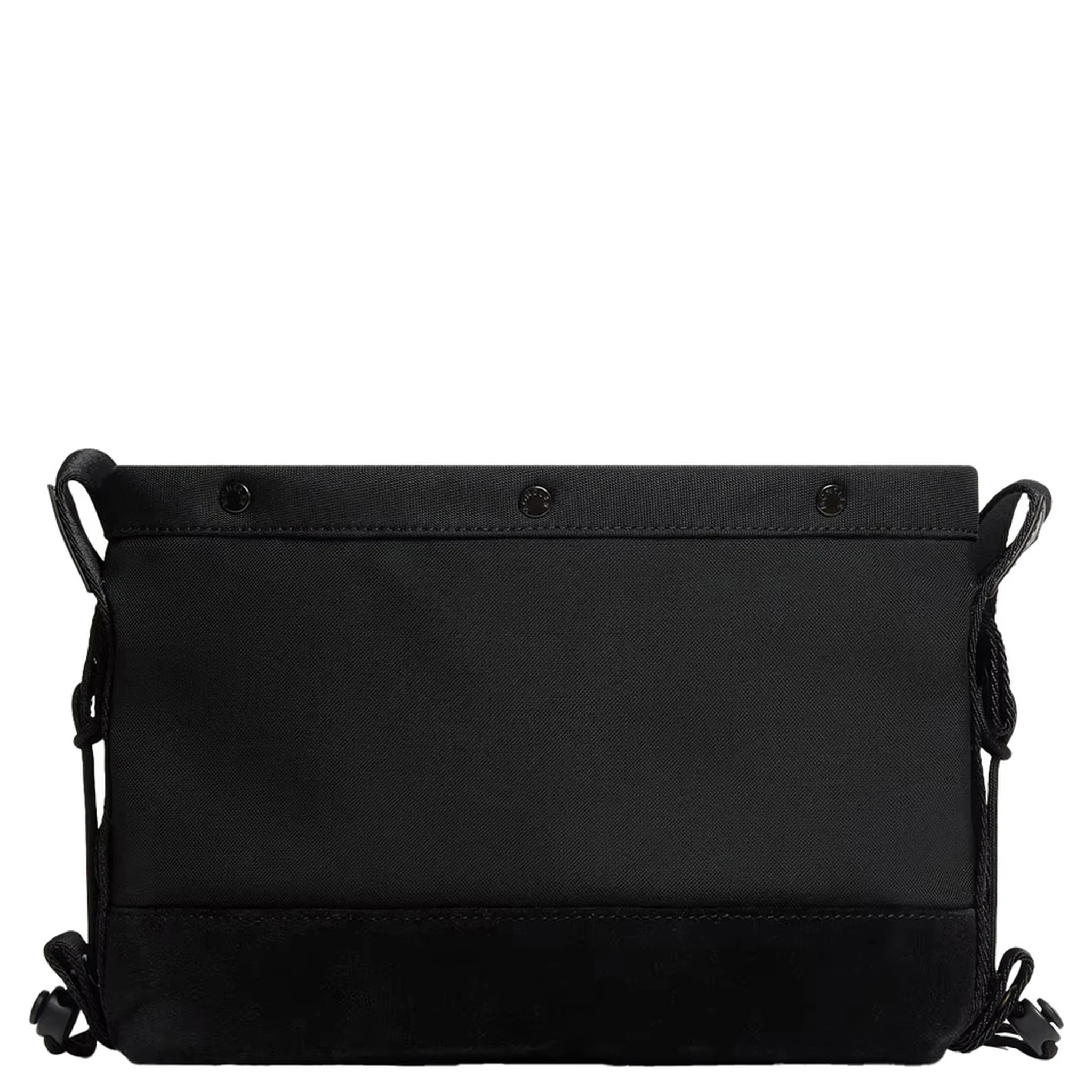 Black Crossbody Bag with Logo Plaque on the Front in Tech Fabric Man