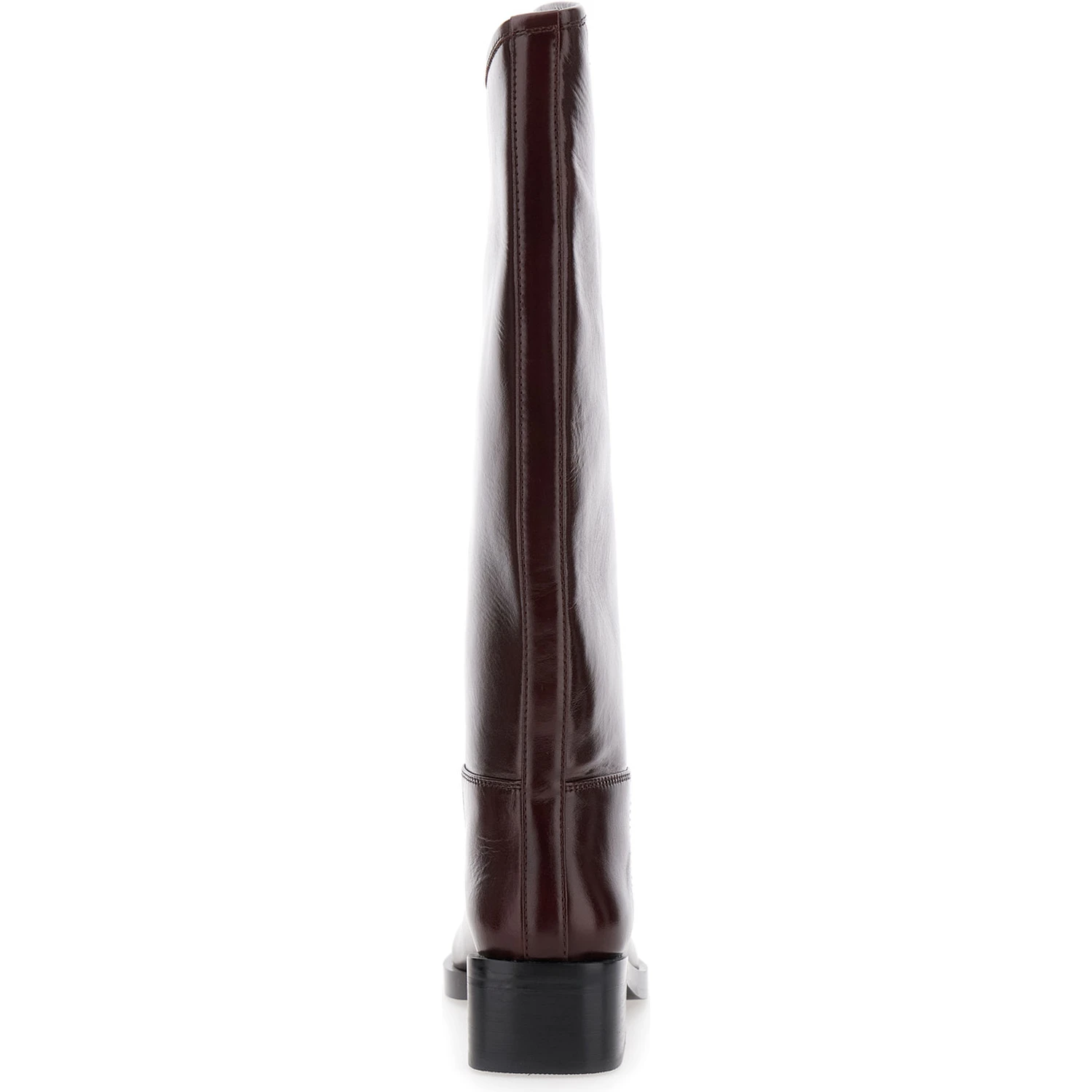Brown Knee High Boots with Block Heel in Leather Woman