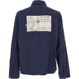 Satsuma Blue Jacket with Logo Patch on the Sleeve and Maxi Logo Patch on the Rear in Cotton Blend Man