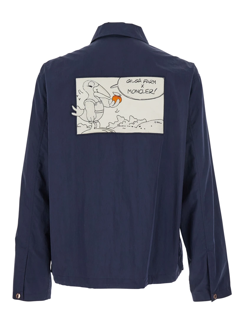 Satsuma Blue Jacket with Logo Patch on the Sleeve and Maxi Logo Patch on the Rear in Cotton Blend Man