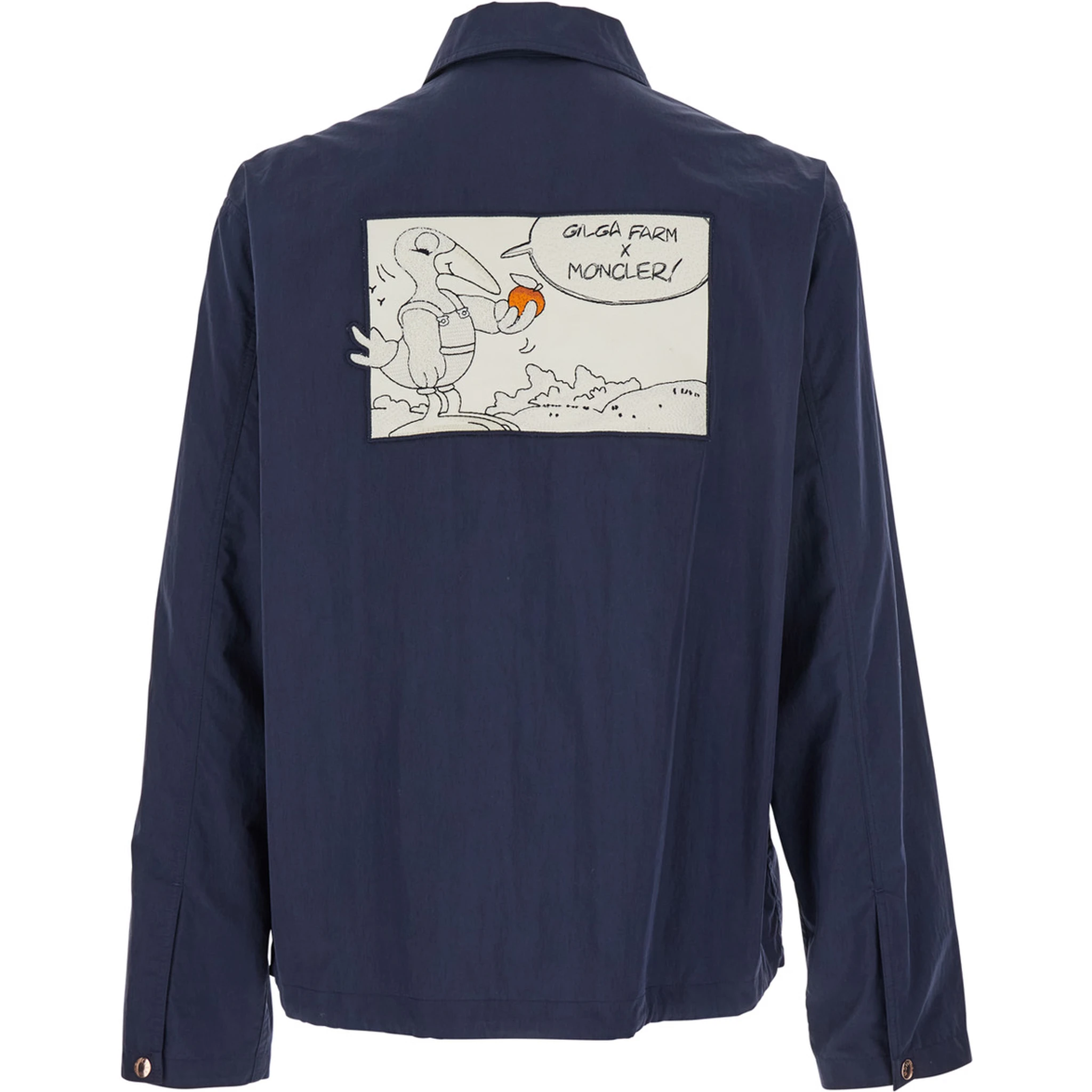 Satsuma Blue Jacket with Logo Patch on the Sleeve and Maxi Logo Patch on the Rear in Cotton Blend Man