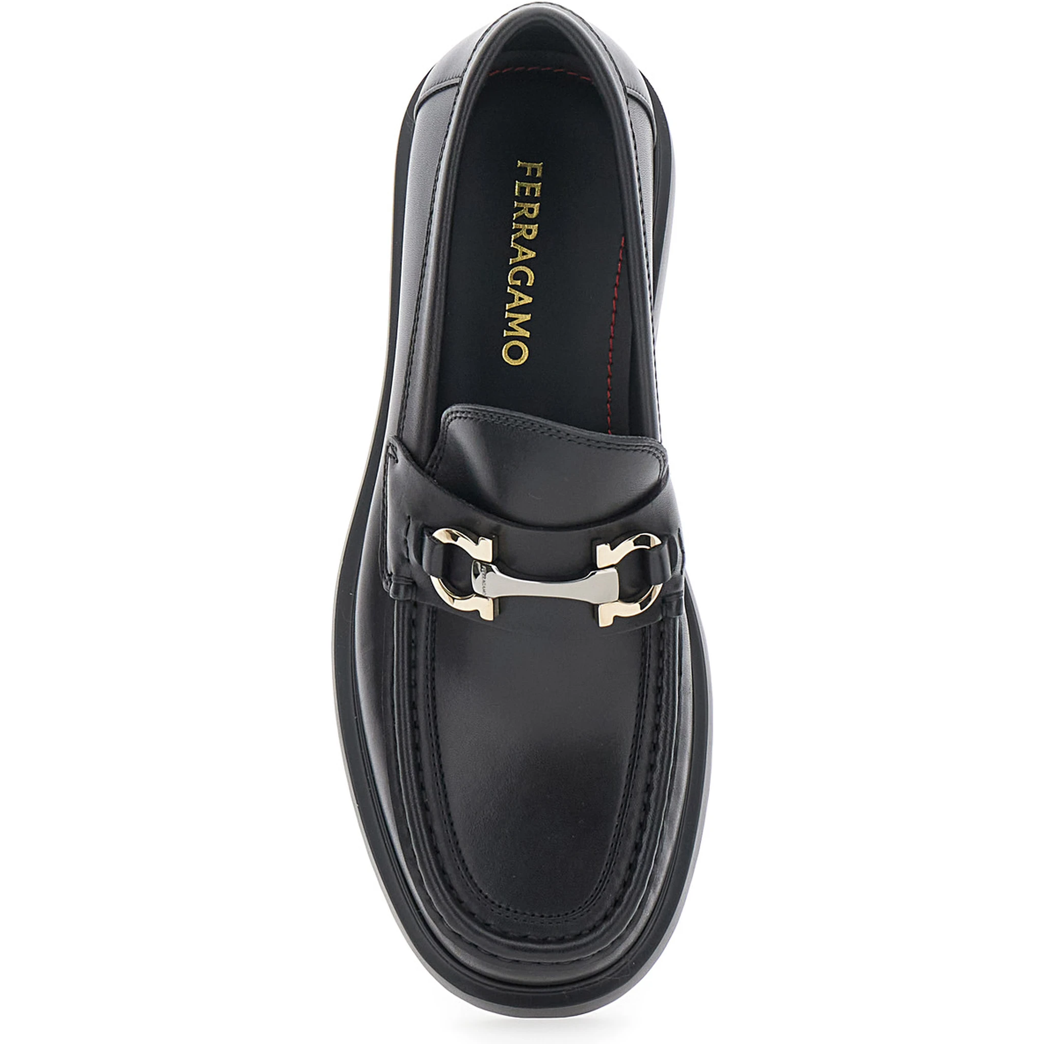 Duglas Black Loafers with Gancini Plaque on the Front and Embossed Logo on the Rear in Leather Man