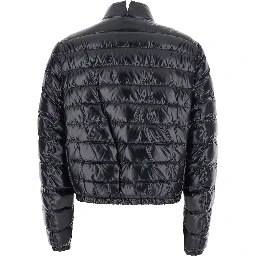 Knut Black Down Jacket with High Neck and Logo Patch on the Sleeve in Tech Fabric Woman