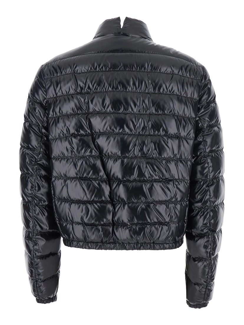 Knut Black Down Jacket with High Neck and Logo Patch on the Sleeve in Tech Fabric Woman