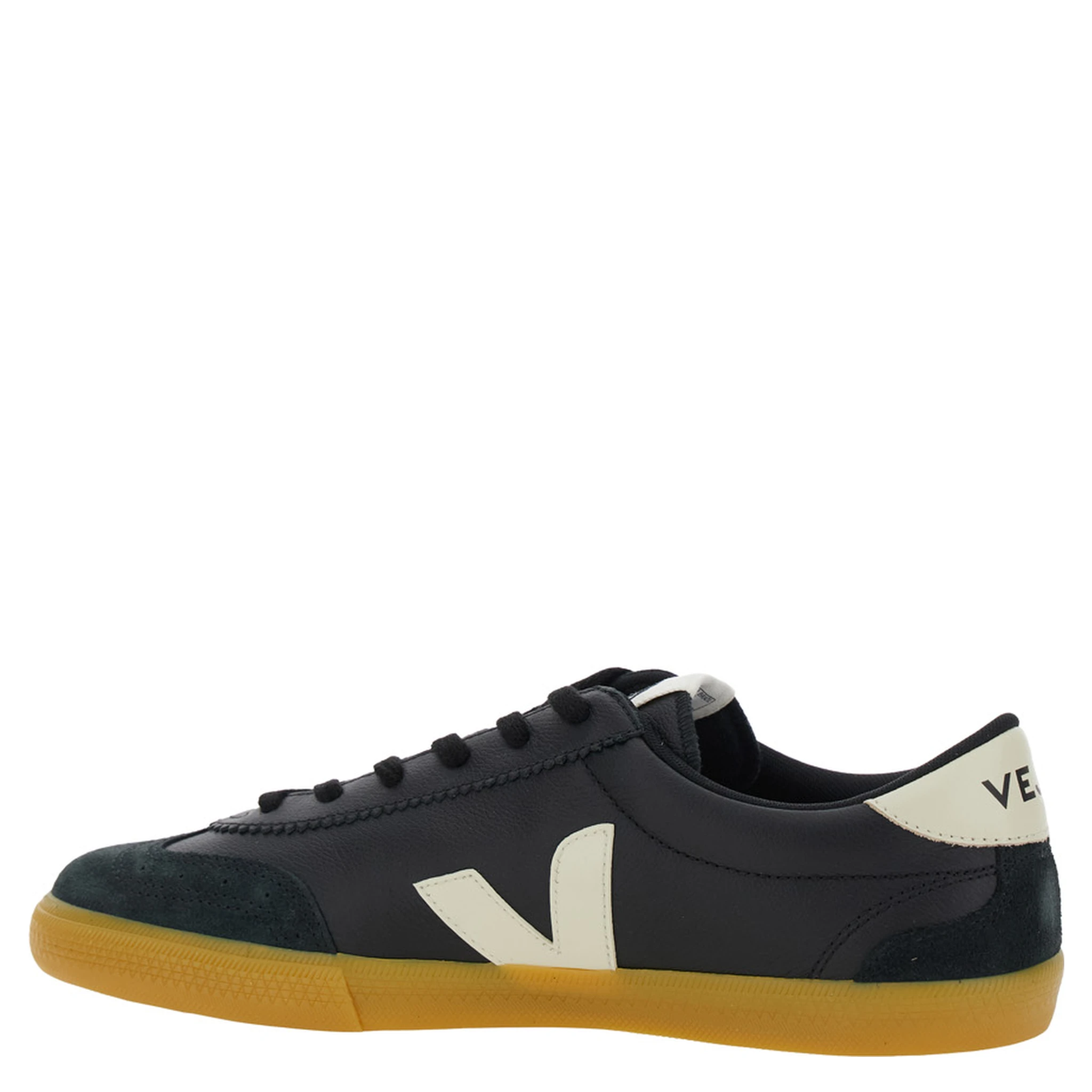 Volley Black Sneakers with Side Logo and Lettering Logo on the Heel in Organic Cotton Unisex