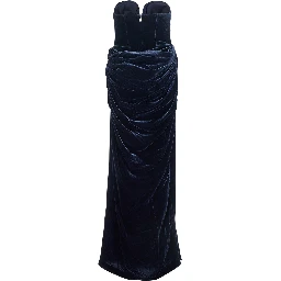 Blue Off-Shoulder Dress with Sweetheart Neckline in Velvet Woman