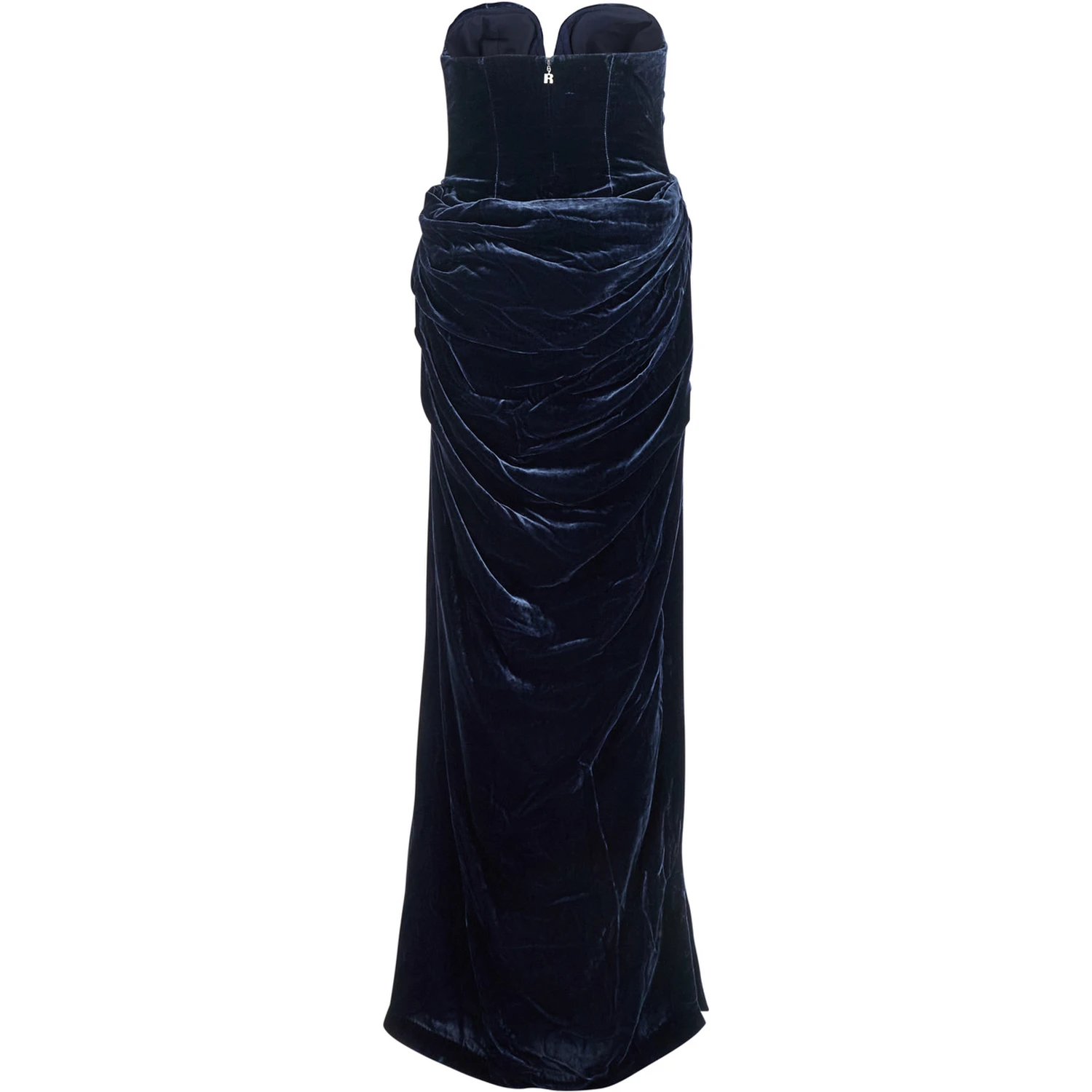 Blue Off-Shoulder Dress with Sweetheart Neckline in Velvet Woman