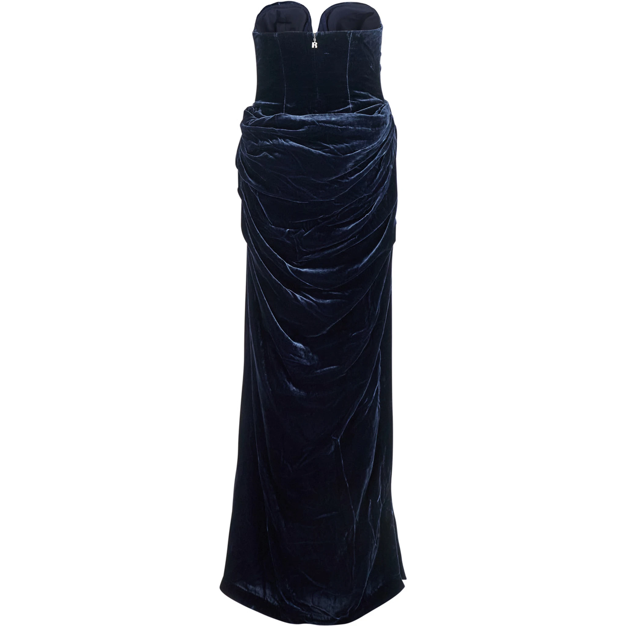 Blue Off-Shoulder Dress with Sweetheart Neckline in Velvet Woman