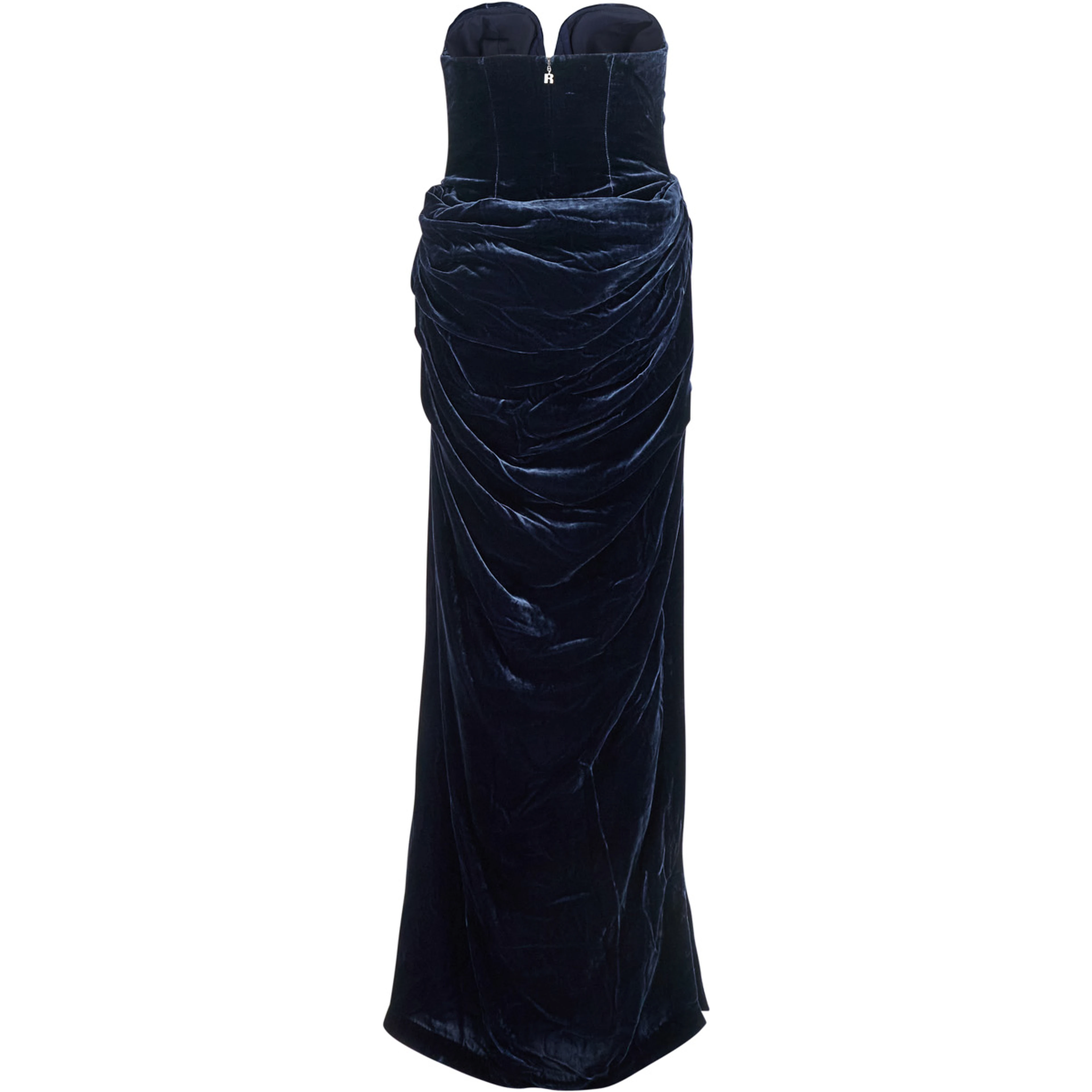 Blue Off-Shoulder Dress with Sweetheart Neckline in Velvet Woman
