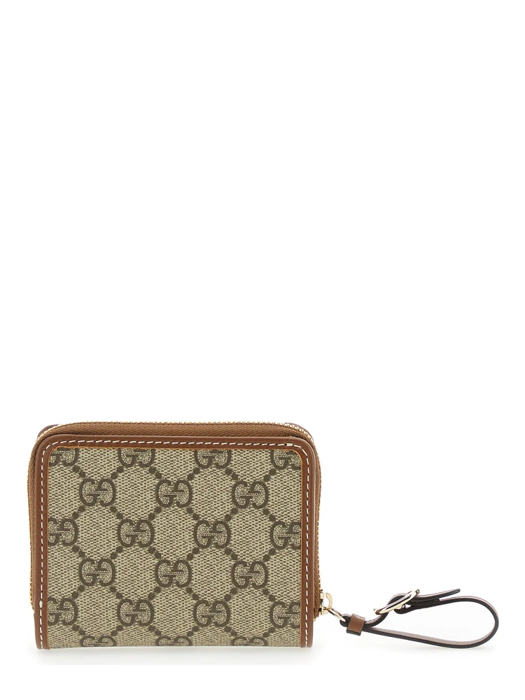 Beige Wallet with Snap Button and Zip Closure in GG Canvas Woman alternative