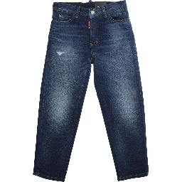Boss 10 Blue Jeans with Logo Patch on the Rear and Ripped Details in Denim Boy