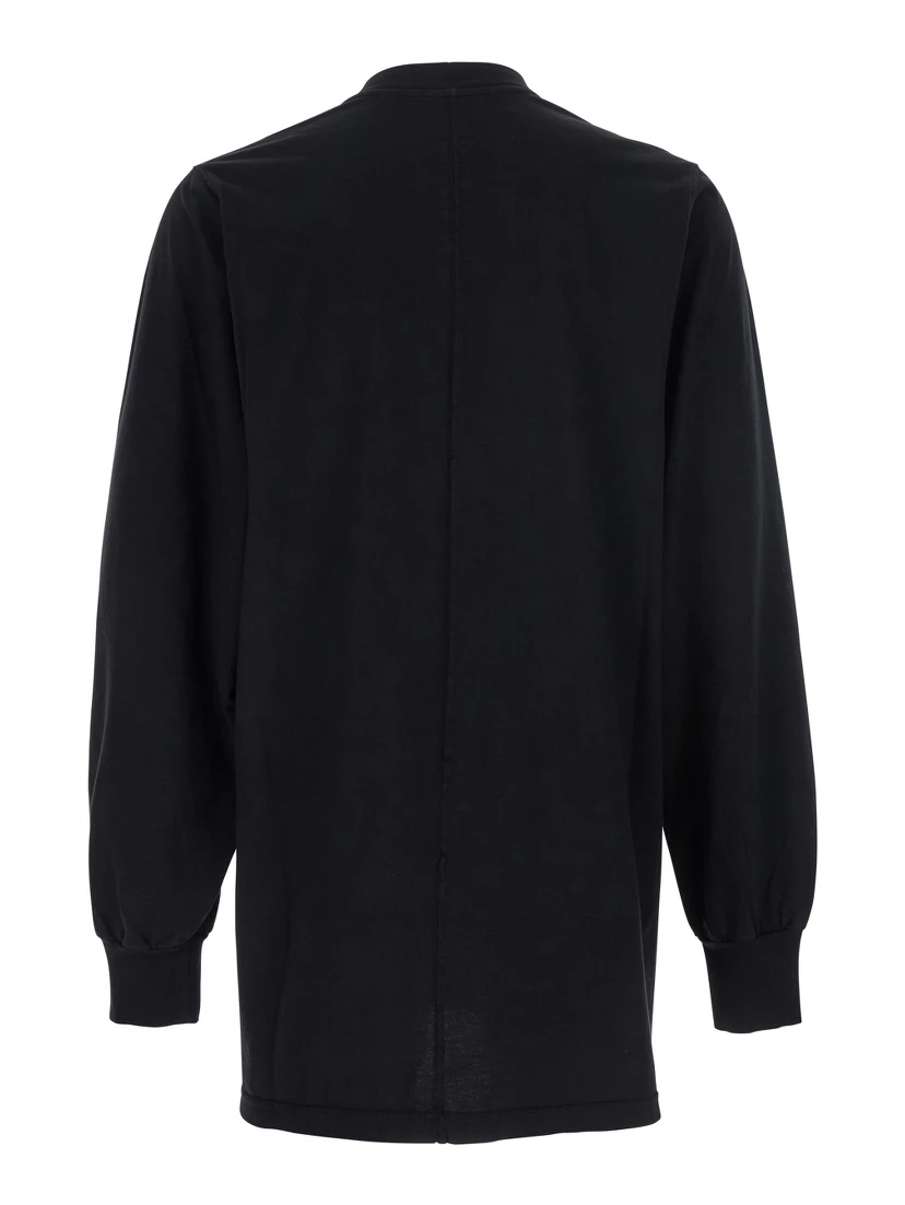 Black Crewneck T-Shirt with Logo Print on the Front in Cotton Man