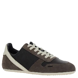 Black Low-Top Sneakers with Suede Inserts in Leather Woman