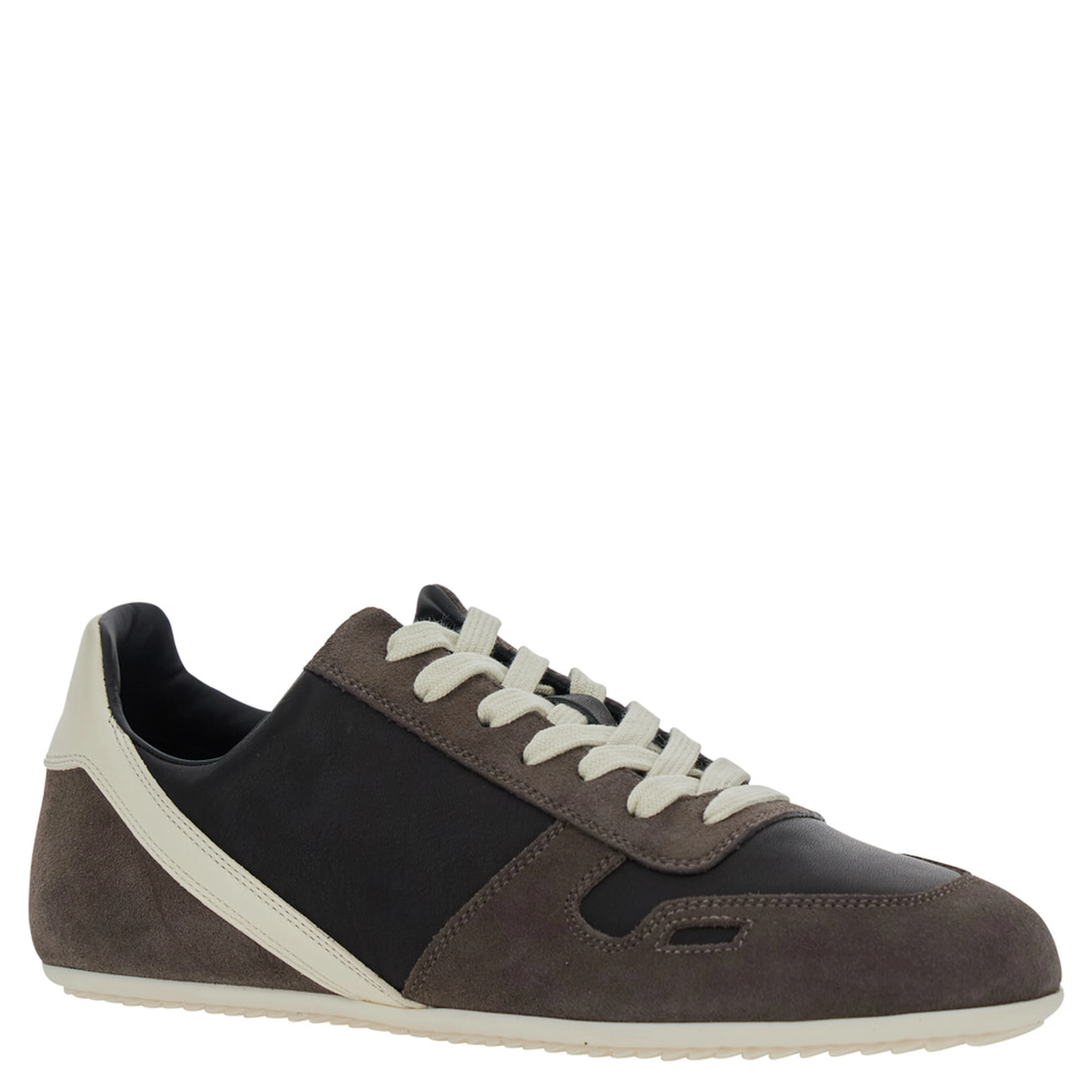 Black Low-Top Sneakers with Suede Inserts in Leather Woman