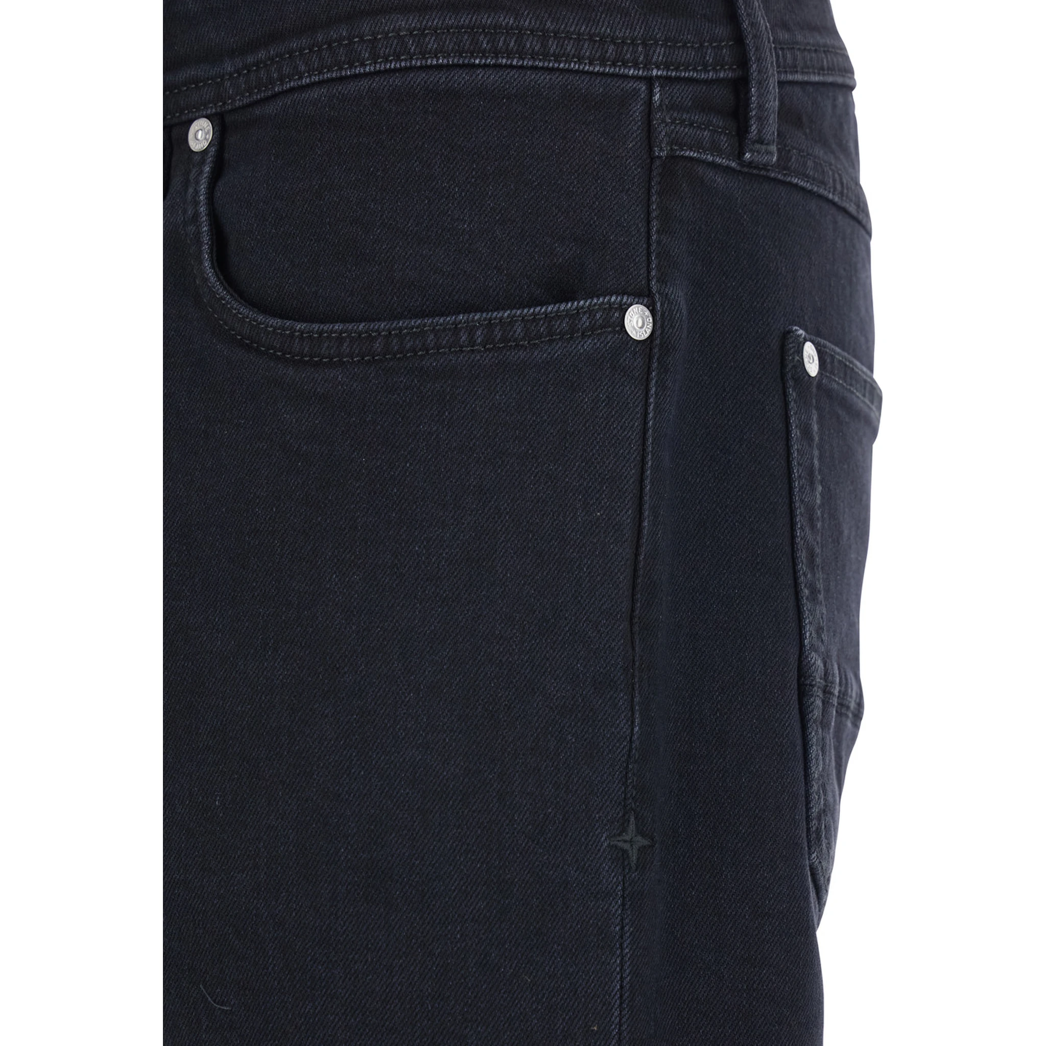 Black Jeans with Belt Loops and Logo Patch on the Rear in Denim Man