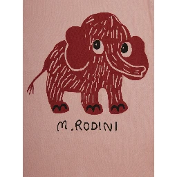 Pink Crewneck T-Shirt with Maxi Print on the Front in Cotton Baby