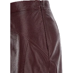 Taiga Bordeaux Skirt with Concealed Side Zip Closure and Rear Single Slit in Leather Woman