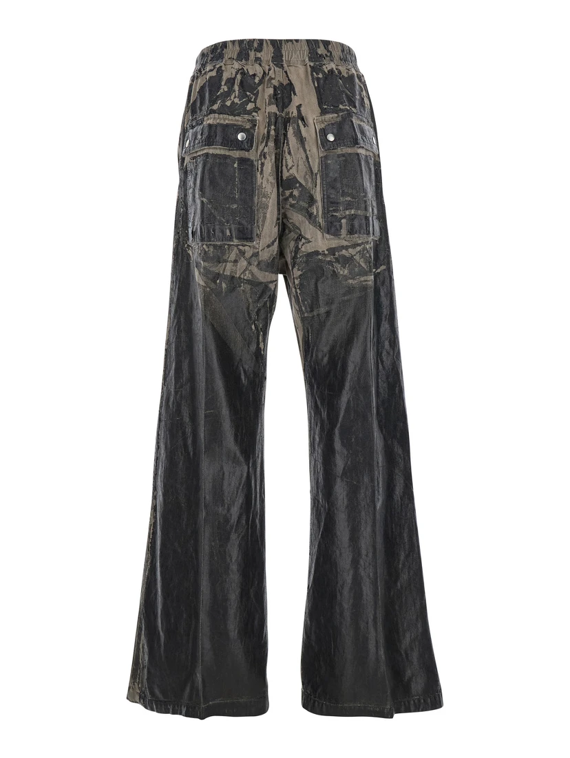 Geth Belas BlackTrousers with Destroyed Look and Drawstring Waist in Cotton Man