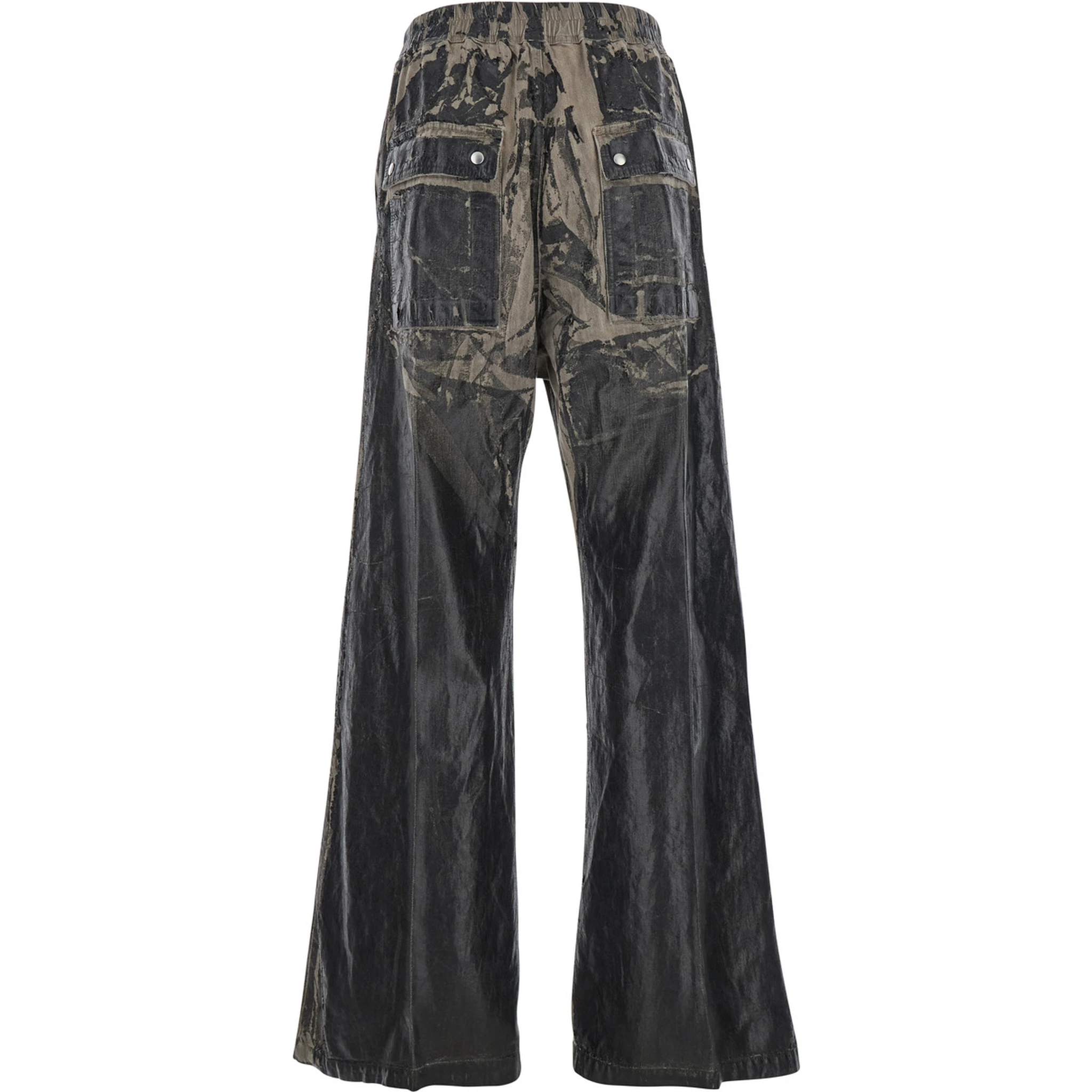 Geth Belas BlackTrousers with Destroyed Look and Drawstring Waist in Cotton Man