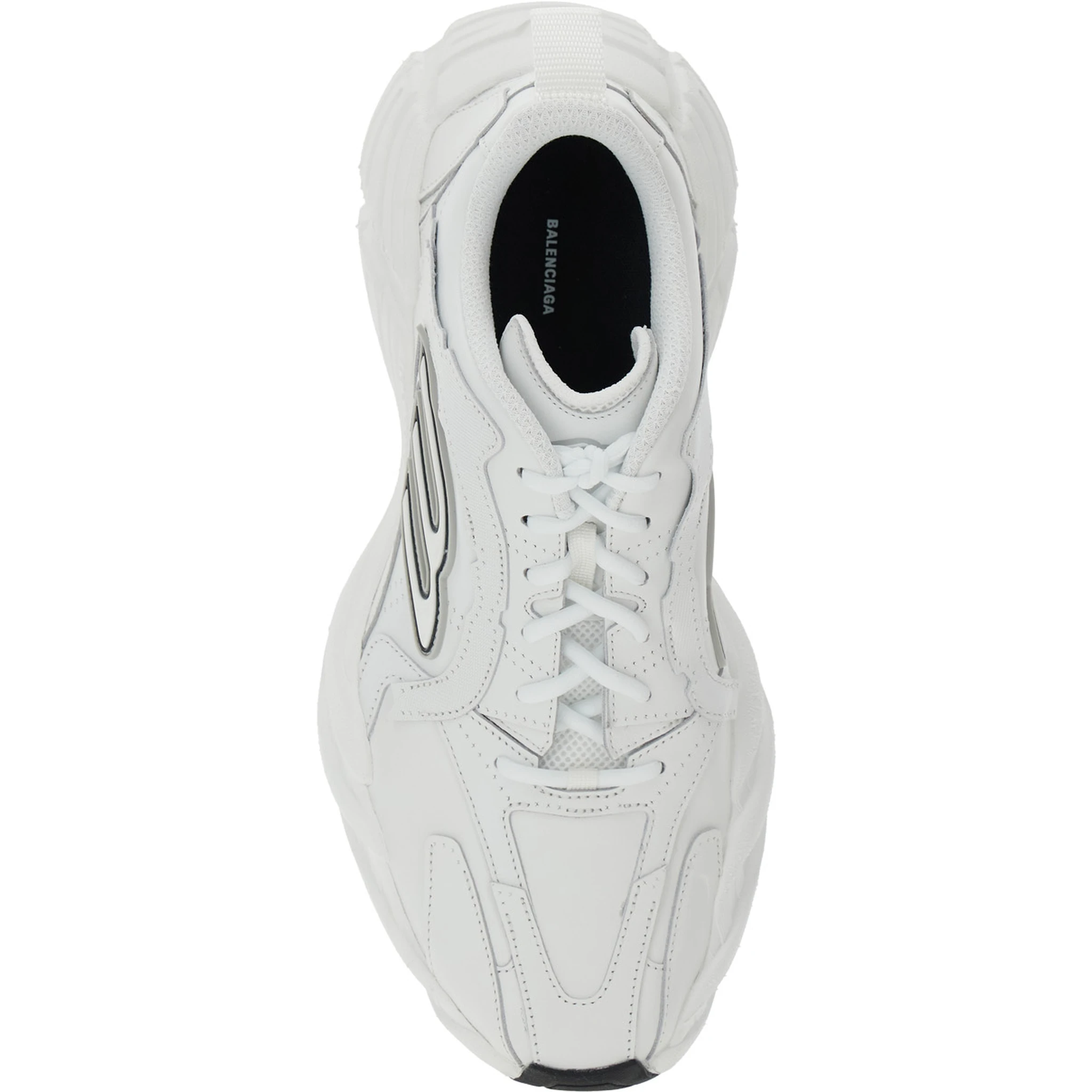 Monday White Low Top Sneakers with Logo Detail and Embossed Size on the Rear in Leather and Fabric Man