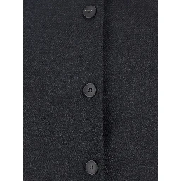 Grey Off-Shoulder Vest with Front Button Closure in Fabric Woman