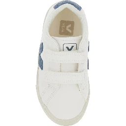 Epslar White Sneaker with Hook-and-Loop Closure and Logo on the Side in Leather Boy