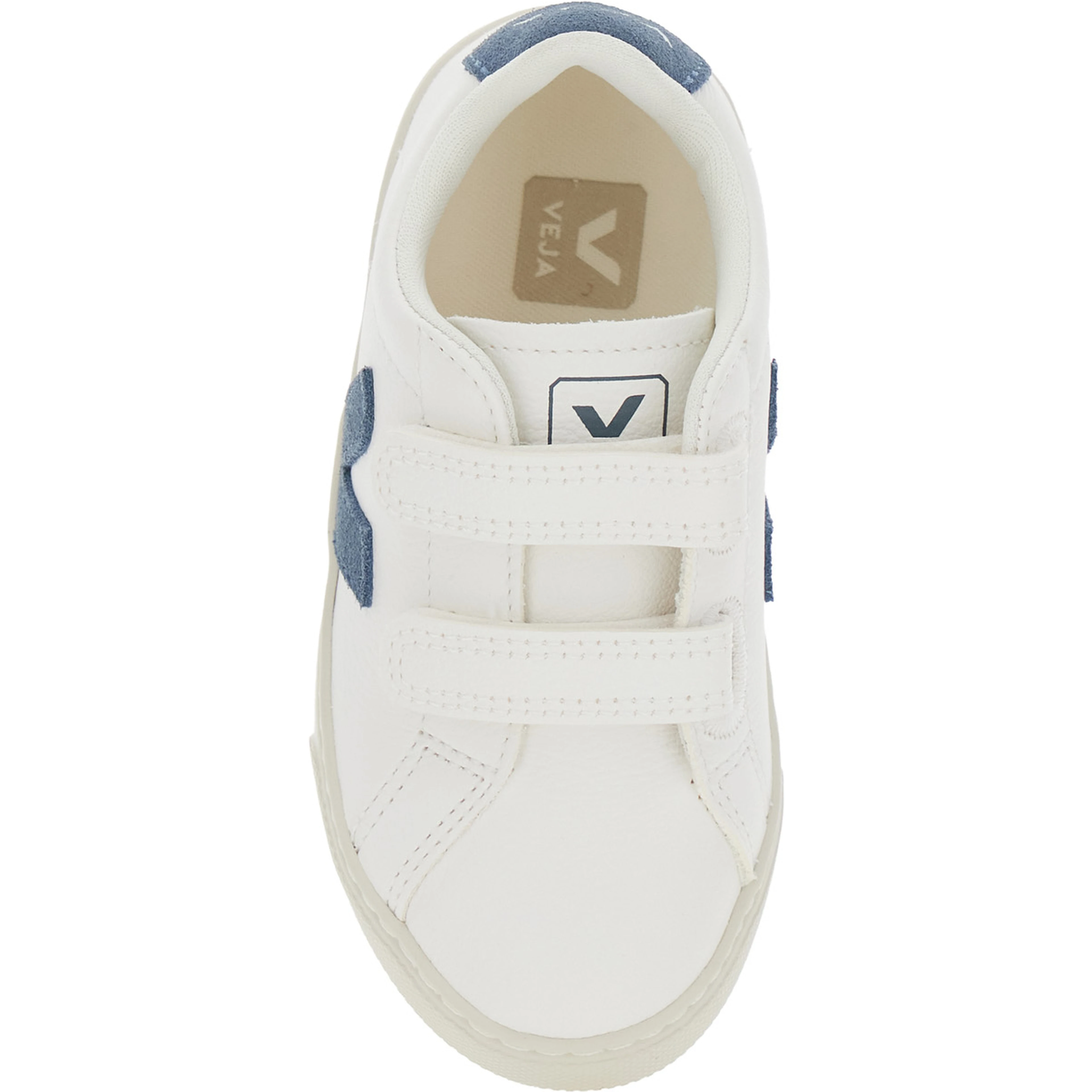 Epslar White Sneaker with Hook-and-Loop Closure and Logo on the Side in Leather Boy