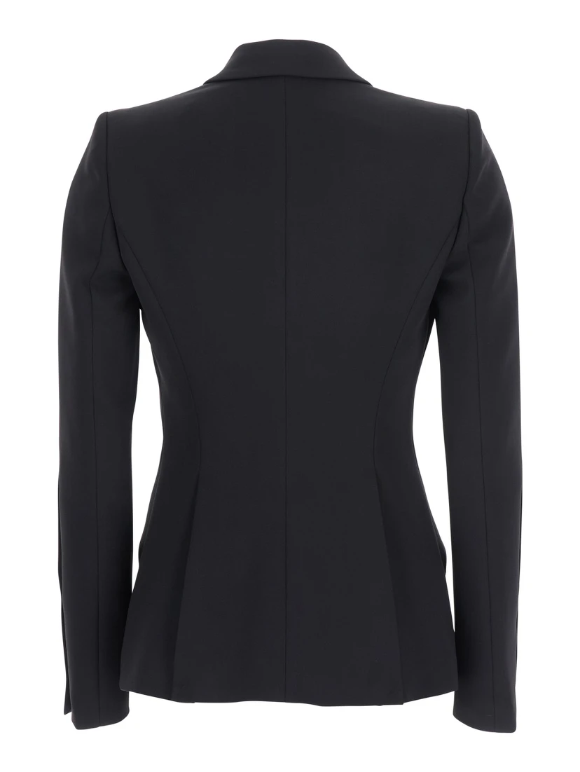 Black Jacket with Lance Revers in Fabric Woman