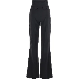 Black Trousers with Pleated Details in Fabric Woman