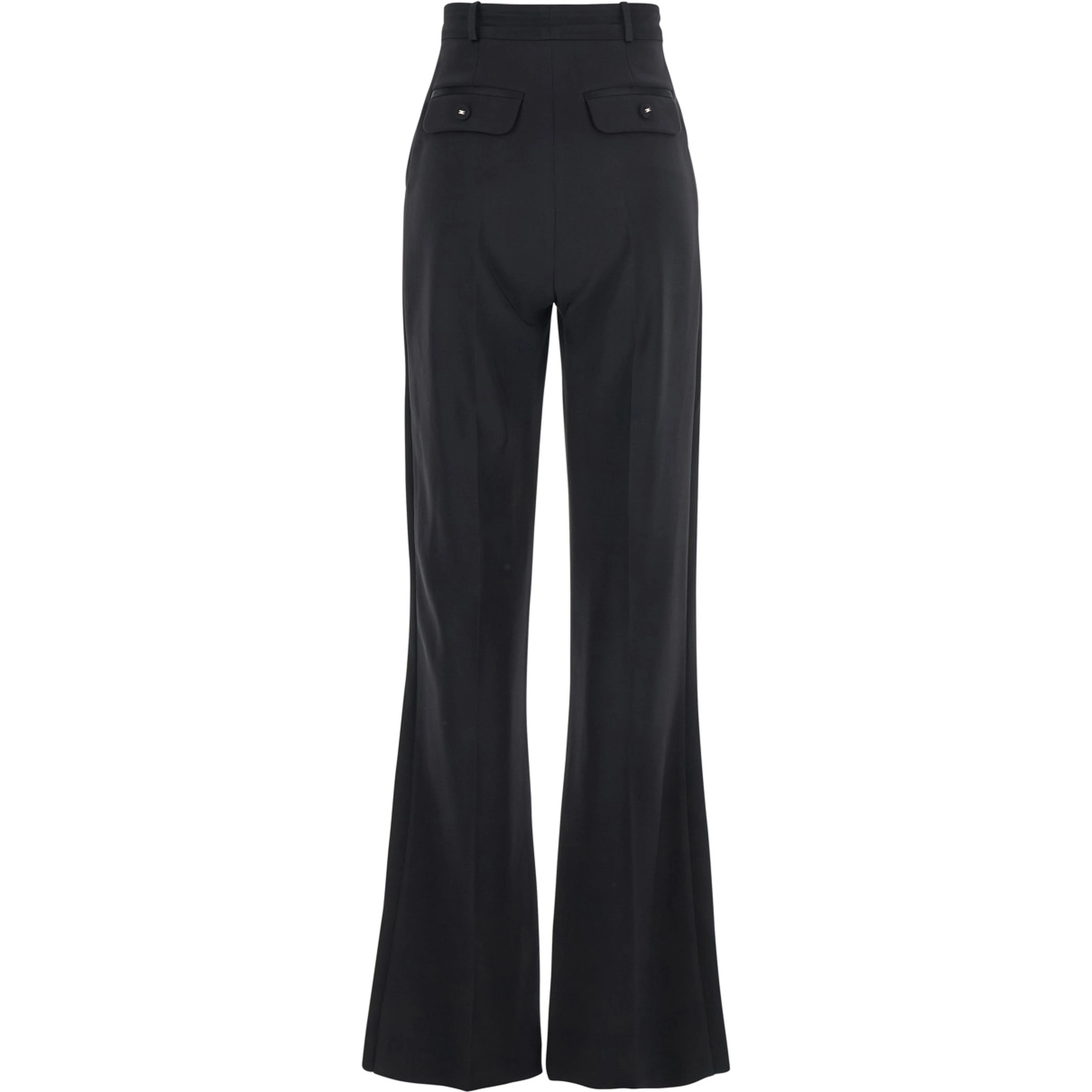Black Trousers with Pleated Details in Fabric Woman